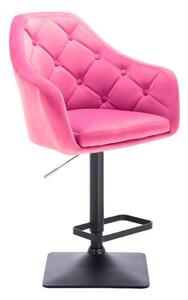 Barová židle ANDORA VELUR na černé podstavě - růžová