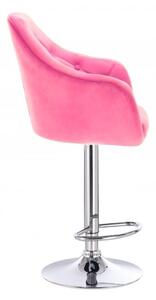 LuxuryForm Barová židle ANDORA VELUR na stříbrném talíři - růžová