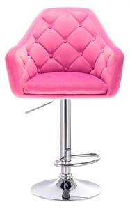 LuxuryForm Barová židle ANDORA VELUR na stříbrném talíři - růžová