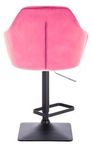 LuxuryForm Barová židle ANDORA VELUR na černé podstavě - růžová