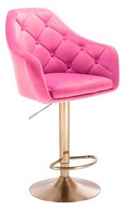 Barová židle ANDORA VELUR na zlatém talíři - růžová