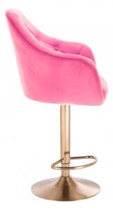 LuxuryForm Barová židle ANDORA VELUR na zlatém talíři - růžová