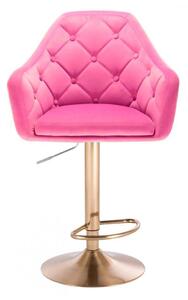 LuxuryForm Barová židle ANDORA VELUR na zlatém talíři - růžová