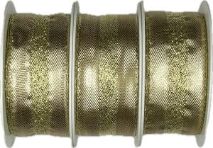 Set 3x Stuha zlatá LONDON GOLD lurexová 3x (25mm x 2m)