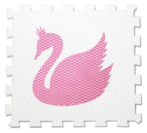Vylen Pěnové podlahové puzzle Minideckfloor Labuť Bílý s růžovou labutí 340 x 340 mm