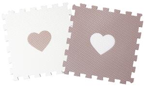 Vylen Pěnové podlahové puzzle Minideckfloor se srdíčkem Bílý s hnědým srdíčkem 340 x 340 mm