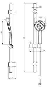 Deante Jasmin, sprchový sloup 69cm se 3-funkční ruční hlavicí a sprchovou hadicí 150cm, černá, NGJ_N51K