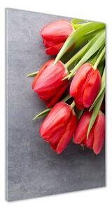 Vertikální Fotoobraz na skle Červené tulipány osv-99719823