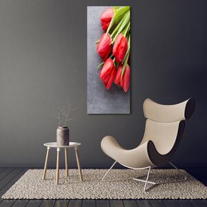 Vertikální Fotoobraz na skle Červené tulipány osv-99719823