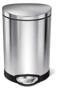 Pedálový odpadkový koš Simplehuman – 6 l, půlkulatý, matná ocel, FPP