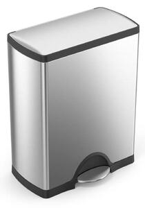 Pedálový odpadkový koš Simplehuman – 50 l, obdélníkový, matná ocel, FPP