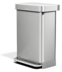 Pedálový odpadkový koš Simplehuman – 55 l, matná ocel, FPP, kapsa na sáčky