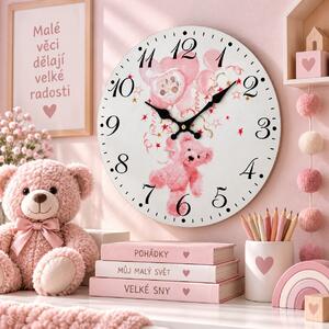 Nástěnné hodiny Teddy růžový Ø 34 cm 1990995
