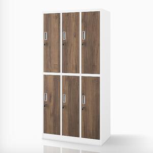 Šatní skříň BHP bílá / ořech, 6dveřová: Eco Design IGOR, 900 x 1850 x 450 mm