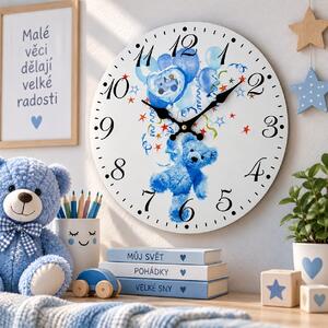 Nástěnné hodiny Teddy modrý Ø 34 cm 1990996