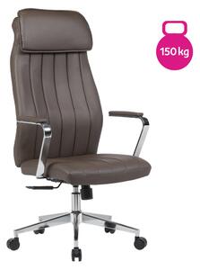 Kancelářské křeslo, šedohnědá ekokůže/chrom, nosnost 150 kg, ELADIO