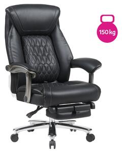 Kancelářské křeslo, černá ekokůže/chrom, nosnost 150 kg, URIEN
