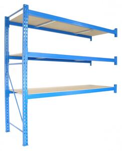 Profesionální regál Biedrax přídavný 60 x 100 x 200 cm, 3 police - nosnost 350 kg/police, modrý