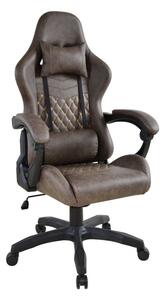 Ergonomická herní židle hnědá s područkami a opěrkou, nosnost 120kg 101983