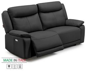 Kožená pohovka CONTINENTAL s elektrickou funkcí relax 2P, elektrické, černá (nero 308)