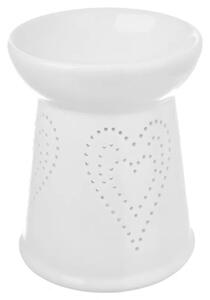 Aromalampa 10 x 10 x 13 cm, motiv srdce, porcelánová, bílá INDECOR X13670