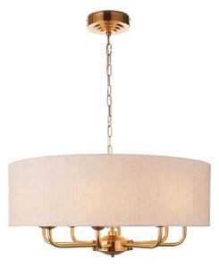 Endon 110727 - Lustr na řetězu HIGHCLERE 8xE14/40W/230V béžová/mosaz pr. 70 cm