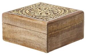 TREASURE Truhla s dřevořezbou čtvercová 17 cm