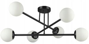 LAMPA WISZĄCA SUFITOWA SZKLANA 6xE27 LUSTR LOFT koule 74 cm černá