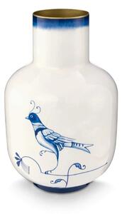 Pip Studio kovová váza The Blue Bird bílo-modrá velká