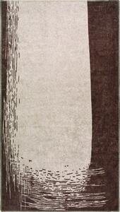 Tmavě hnědo-krémový pratelný koberec 80x50 cm - Vitaus