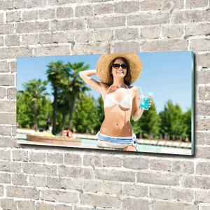 Fotoobraz na skle Žena nad bazénem osh-106630222