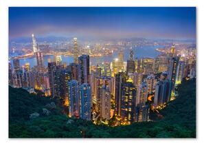 Moderní skleněný obraz z fotografie Noční Hongkong osh-106686696