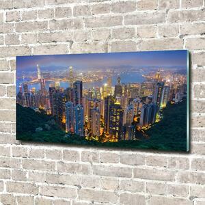 Moderní skleněný obraz z fotografie Noční Hongkong osh-106686696