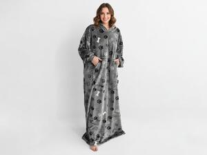 XPOSE® Mikinová deka (prodloužená) TLAPIČKY - šedá