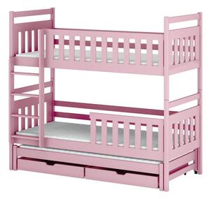 Patrová postel pro tři 80x180 MICHAELA - světlá růžová