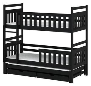 Patrová postel pro tři 80x160 MICHAELA - černá