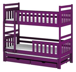 Patrová postel pro tři 80x180 MICHAELA - fialová