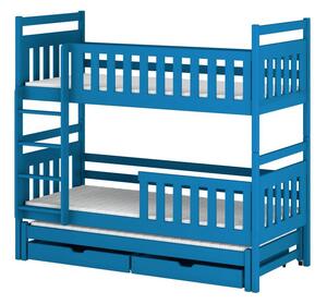 Patrová postel pro tři 80x160 MICHAELA - modrá