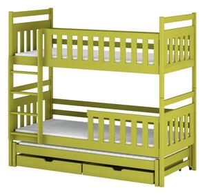 Patrová postel pro tři 80x160 MICHAELA - světlá zelená