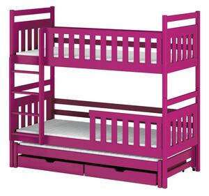 Patrová postel pro tři 80x180 MICHAELA - růžová