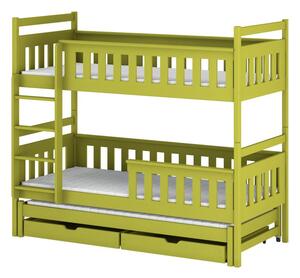 Dětská patrová postel s přistýlkou 80x180 KALIDA - světlá zelená