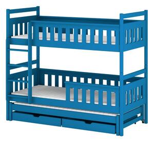 Dětská patrová postel s přistýlkou 80x160 KALIDA - modrá