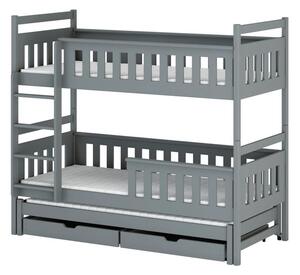 Dětská patrová postel s přistýlkou 90x200 KALIDA - šedá 2