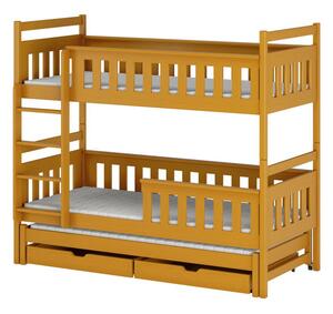 Dětská patrová postel s přistýlkou 80x180 KALIDA - buk
