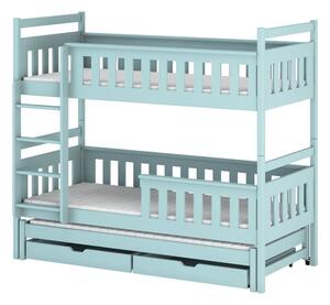 Dětská patrová postel s přistýlkou 80x180 KALIDA - světlá modrá