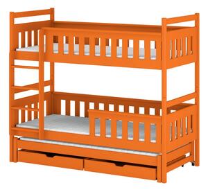 Dětská patrová postel s přistýlkou 80x180 KALIDA - oranžová