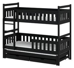 Dětská patrová postel s přistýlkou 80x160 KALIDA - černá