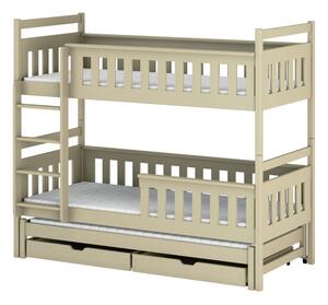Dětská patrová postel s přistýlkou 80x160 KALIDA - žlutobéžová