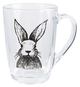 Skleněný hrneček s černým králíčkem Rabbit Cartoon – 300 ml