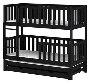 Dětská patrová postel s přistýlkou 80x160 LORI - černá